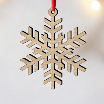 Intra απο ξύλο plywood 3mm-4mm πάχος – Κρεμαστή διακόσμηση χιονονιφάδας 12x15 cm INTRAVECTRY-MY552077 - Image 1