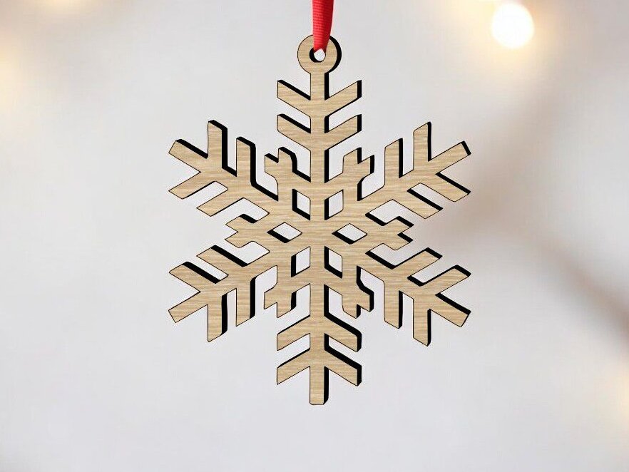 Intra απο ξύλο plywood 3mm-4mm πάχος – Κρεμαστή διακόσμηση χιονονιφάδας 12x15 cm INTRAVECTRY-MY552077