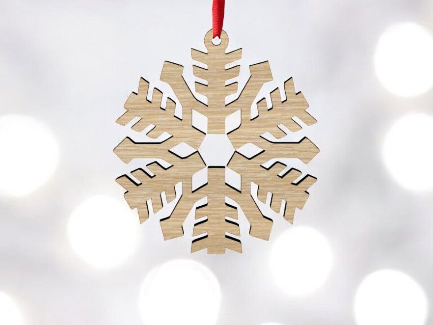 Intra απο ξύλο plywood 3mm-4mm πάχος – Στολίδι με νιφάδες χιονιού 35x40 cm INTRAVECTRY-MY558200