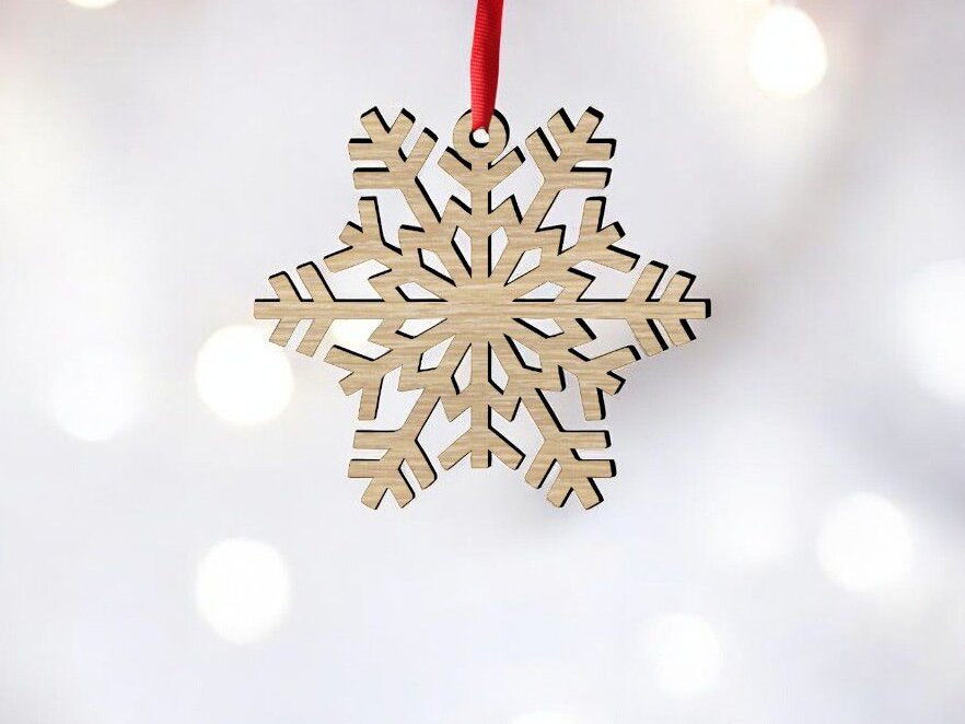 Intra απο ξύλο plywood 3mm-4mm πάχος – Χριστουγεννιάτικο μενταγιόν νιφάδα χιονιού για πάρτι 45x50 cm INTRAVECTRY-MY552080