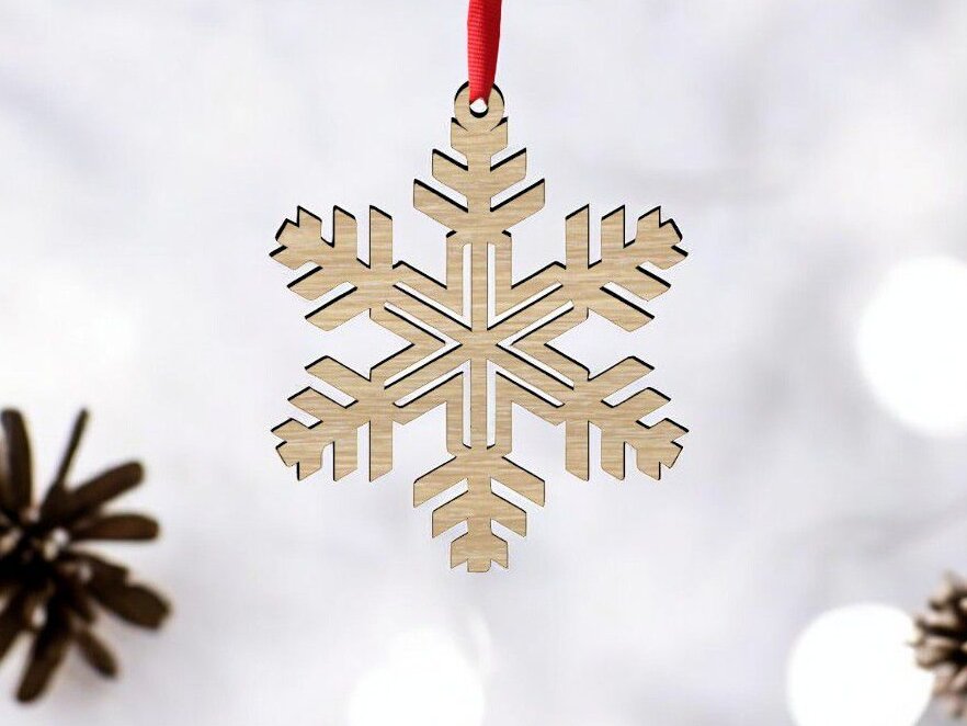 Intra απο ξύλο plywood 3mm-4mm πάχος – Στολίδι με 6 μυτερές νιφάδες χιονιού 35x40 cm INTRAVECTRY-MY559240