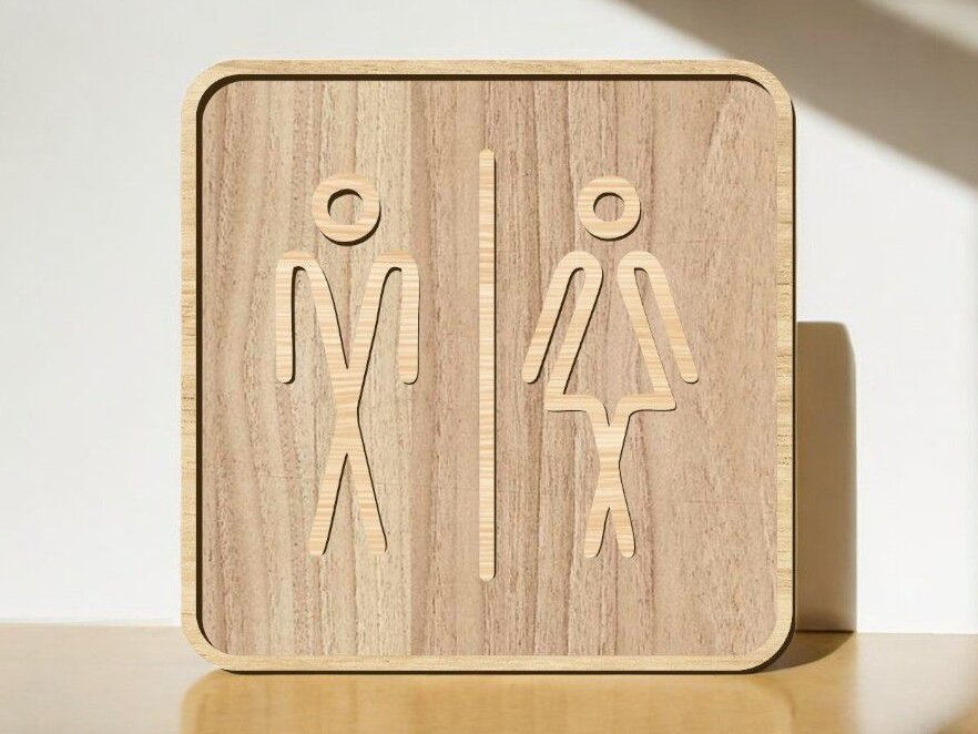 Intra απο ξύλο plywood 3mm-4mm πάχος – Σημάδι τουαλέτας ανδρών και γυναικών 25x30 cm INTRAVECTRY-MY553920