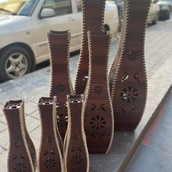 Intra απο ξύλο plywood 3mm-4mm πάχος – Ξύλινο βάζο με λουλούδια σε αραβικό στυλ ξύλο CDR 50x60 cm INTRAVECTRY-MY547541 - Image 2