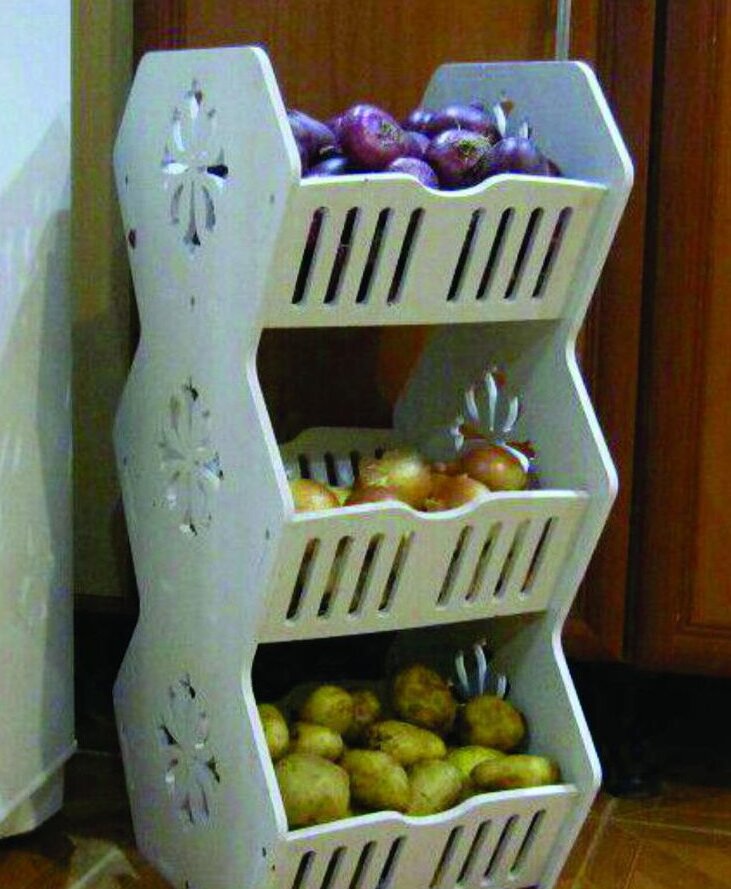 Intra απο ξύλο plywood 3mm-4mm πάχος – Ξύλινη σχάρα λαχανικών 3 επιπέδων 20x20 cm INTRAVECTRY-MY552281