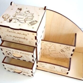 Intra απο ξύλο plywood 3mm-4mm πάχος – Μοναδικό ξύλο Office Desk Organizer 30x30 cm INTRAVECTRY-MY551374 - Image 1