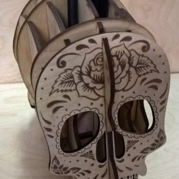 Intra απο ξύλο plywood 3mm-4mm πάχος – ξύλο οργανωτή γραφείου θήκης για στυλό κρανίου με χαραγμένο ξύλο 15x20 cm INTRAVECTRY-MY547681 - Image 1