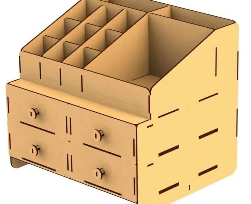 Intra απο ξύλο plywood 3mm-4mm πάχος – Desktop Storage Organizer με ξύλο συρταριών 45x50 cm INTRAVECTRY-MY551394