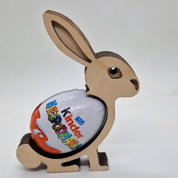 Intra απο ξύλο plywood 3mm-4mm πάχος – ξύλο Αυγοθήκης με σοκολατένιο λαγουδάκι 25x30 cm INTRAVECTRY-MY552455