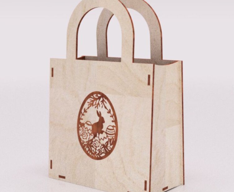 Intra απο ξύλο plywood 3mm-4mm πάχος – ξύλο Ξύλινης τσάντας πασχαλινής συσκευασίας δώρου 12x15 cm INTRAVECTRY-MY552415