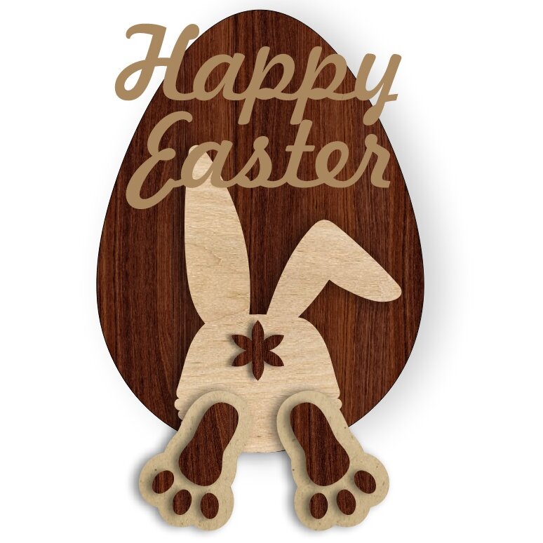 Intra απο ξύλο plywood 3mm-4mm πάχος – ξύλο κιτ πασχαλινών λαγουδάκι 30x35 cm INTRAVECTRY-MY552430