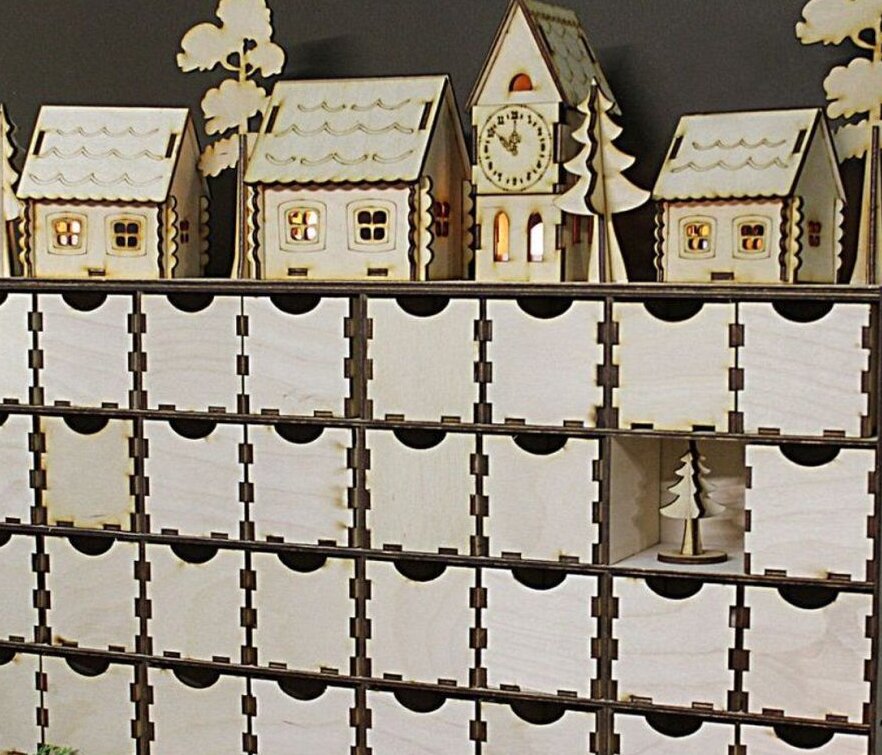 Intra απο ξύλο plywood 3mm-4mm πάχος – ξύλο ντουλαπιού ημερολογίου αντίστροφης μέτρησης Χριστουγέννων 10x10 cm INTRAVECTRY-MY547772