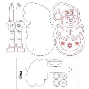 Intra απο ξύλο plywood 3mm-4mm πάχος – ξύλο Χριστουγεννιάτικου Στολίδι Κουνώντας Χιονάνθρωπος 25x30 cm INTRAVECTRY-MY558872 - Image 2