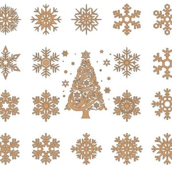 Intra απο ξύλο plywood 3mm-4mm πάχος – ξύλο στολίδια Χριστουγεννιάτικου δέντρου με νιφάδες χιονιού 30x35 cm INTRAVECTRY-MY550430 - Image 1