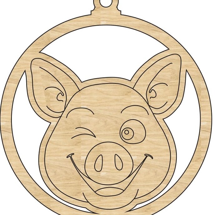 Intra απο ξύλο plywood 3mm-4mm πάχος – ξύλο Χριστουγεννιάτικου Δέντρου Κρεμαστού Γουρουνιού 45x50 cm INTRAVECTRY-MY549297