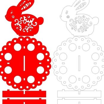 Intra απο ξύλο plywood 3mm-4mm πάχος – Πασχαλινή αυγοθήκη 8 τρυπών με λίμα κουνελιού 30x35 cm INTRAVECTRY-MY552434 - Image 2