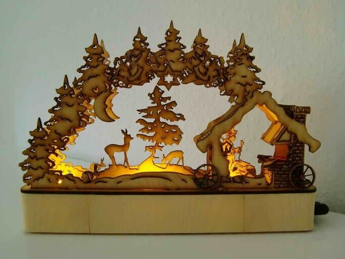 Intra απο ξύλο plywood 3mm-4mm πάχος – Φωτιστικό Χριστουγεννιάτικου τόξου από κόντρα πλακέ 35x40 cm INTRAVECTRY-MY554771