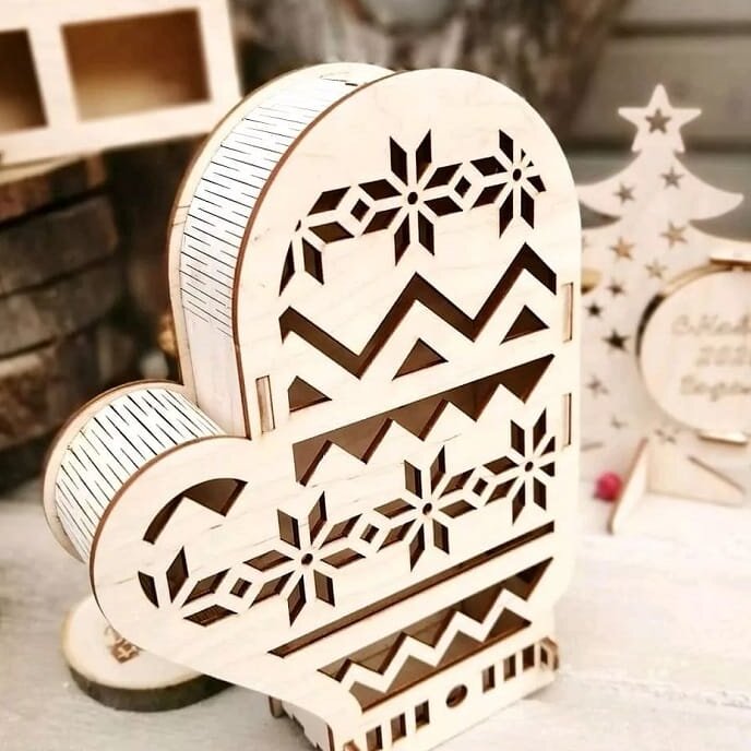 Intra απο ξύλο plywood 3mm-4mm πάχος – ξύλο Χριστουγεννιάτικου γάντι Candy Box 12x15 cm INTRAVECTRY-MY547802