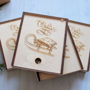 Intra απο ξύλο plywood 3mm-4mm πάχος – Έλκηθρο χαρακτικής για Χριστουγεννιάτικο κουτί δώρου 15x15 cm INTRAVECTRY-MY547805