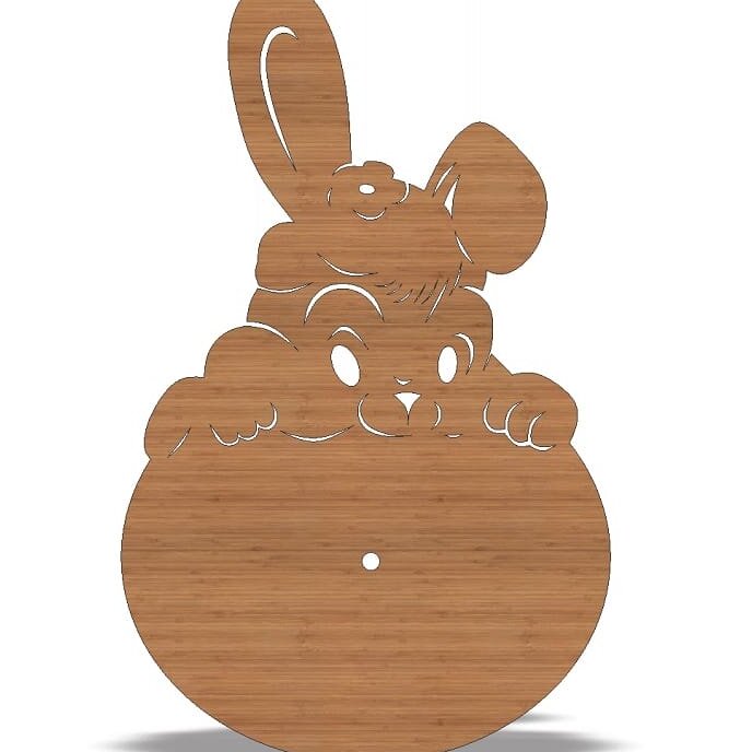 Intra απο ξύλο plywood 3mm-4mm πάχος – ξύλο ρολογιού τοίχου Easter Bunny 30x35 cm INTRAVECTRY-MY561030