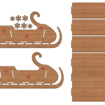 Intra απο ξύλο plywood 3mm-4mm πάχος – Χριστουγεννιάτικο ξύλο έλκηθρου Άγιου Βασίλη 50x60 cm INTRAVECTRY-MY558903 - Image 1