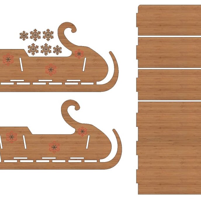 Intra απο ξύλο plywood 3mm-4mm πάχος – Χριστουγεννιάτικο ξύλο έλκηθρου Άγιου Βασίλη 50x60 cm INTRAVECTRY-MY558903