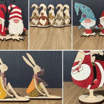 Intra απο ξύλο plywood 3mm-4mm πάχος – ξύλο Χριστουγεννιάτικης Διακόσμησης Gnome and Hare 15x15 cm INTRAVECTRY-MY558908 - Image 1