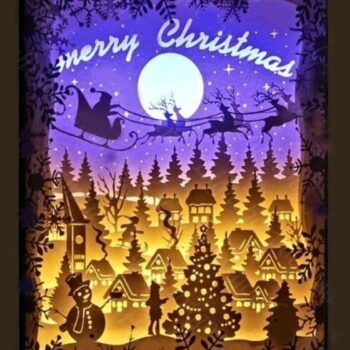 Intra απο ξύλο plywood 3mm-4mm πάχος – ξύλο Light Box του Χριστουγεννιάτικου Χωριού 20x20 cm INTRAVECTRY-MY555200 - Image 1
