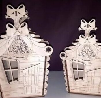 Intra απο ξύλο plywood 3mm-4mm πάχος – ξύλο Χριστουγέννων Candy House 15x20 cm INTRAVECTRY-MY558912 - Image 1