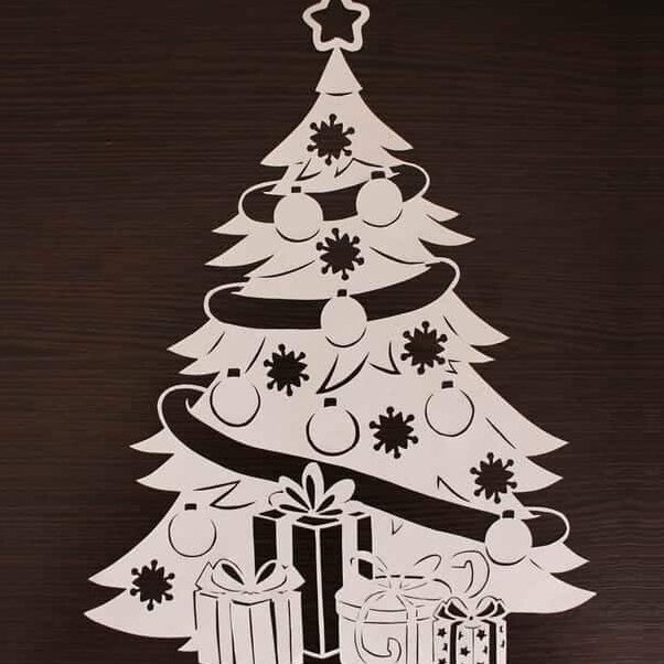 Intra απο ξύλο plywood 3mm-4mm πάχος – Χριστουγεννιάτικο δέντρο κοπής μήτρες στένσιλ Κάρτα άλμπουμ με ανάγλυφο ξύλο DXF 40x40 cm INTRAVECTRY-MY550530