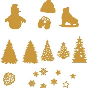 Intra απο ξύλο plywood 3mm-4mm πάχος – Χριστουγεννιάτικα στολίδια δέντρο, χιονάνθρωπος, νιφάδα χιονιού, παγοπέδιλο, γάντια Άγιου Βασίλη και ξύλο καπέλο 12x15 cm INTRAVECTRY-MY547839 - Image 1