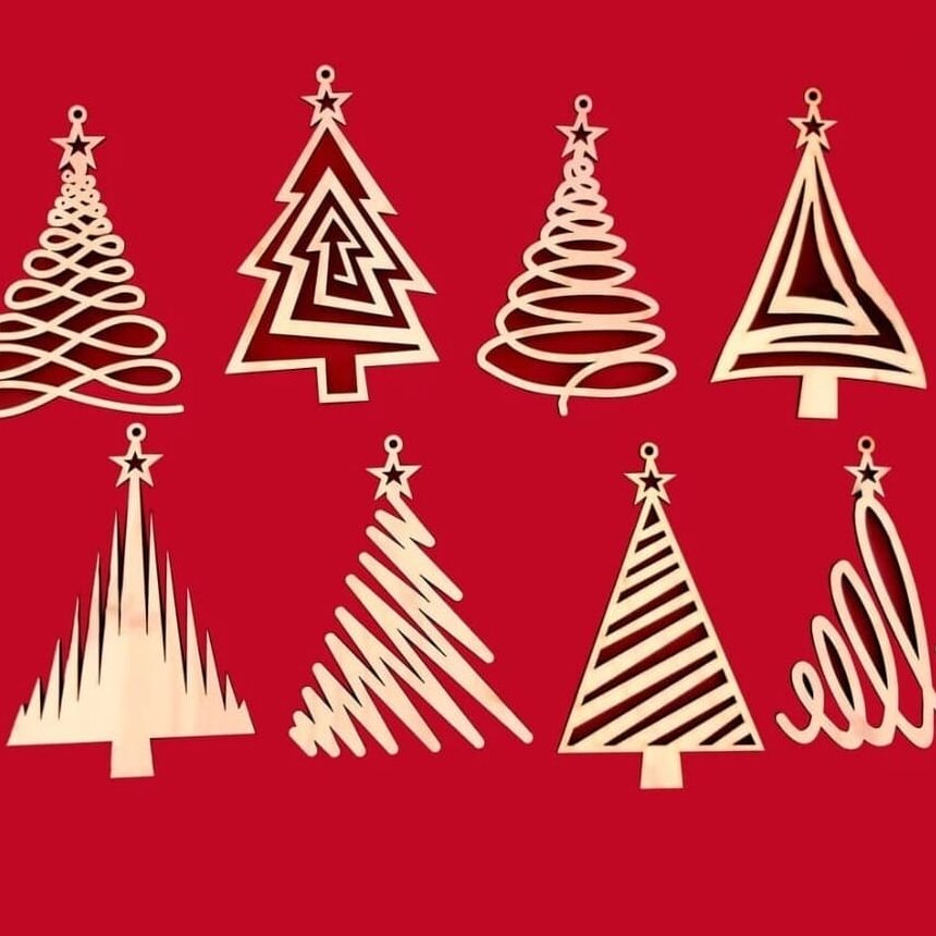 Intra απο ξύλο plywood 3mm-4mm πάχος – Σετ ξύλο συλλεκτικής διακόσμησης χριστουγεννιάτικων δέντρων 30x30 cm INTRAVECTRY-MY550532