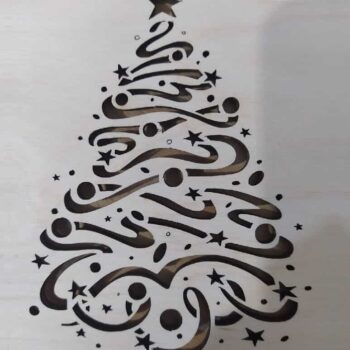Intra απο ξύλο plywood 3mm-4mm πάχος – ξύλο στένσιλ με Swirly Χριστουγεννιάτικο Δέντρο 40x40 cm INTRAVECTRY-MY547844 - Image 1