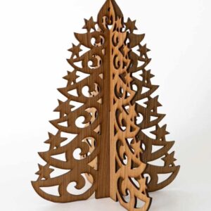 Intra απο ξύλο plywood 3mm-4mm πάχος – Χριστουγεννιάτικο δέντρο με στρώσεις αστεριών στις άκρες ξύλο DXF 20x25 cm INTRAVECTRY-MY548673