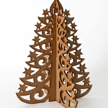 Intra απο ξύλο plywood 3mm-4mm πάχος – Χριστουγεννιάτικο δέντρο με στρώσεις αστεριών στις άκρες ξύλο DXF 20x25 cm INTRAVECTRY-MY548673 - Image 1