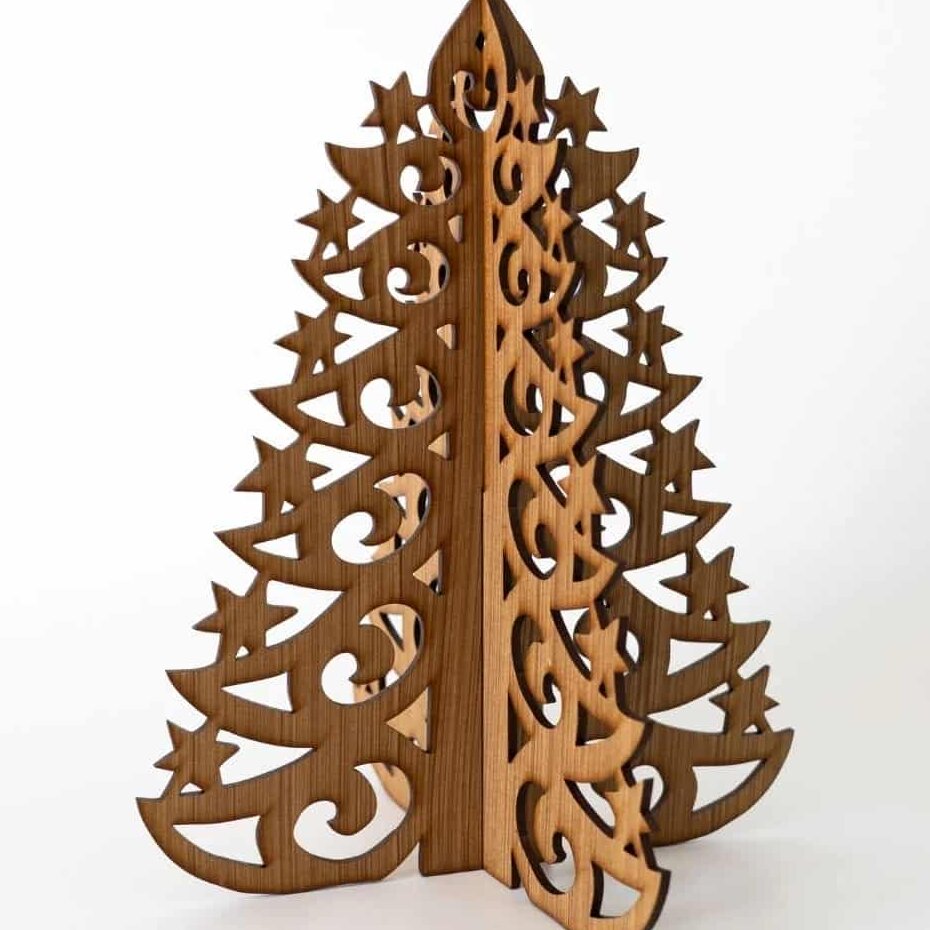 Intra απο ξύλο plywood 3mm-4mm πάχος – Χριστουγεννιάτικο δέντρο με στρώσεις αστεριών στις άκρες ξύλο DXF 20x25 cm INTRAVECTRY-MY550536