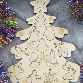 Intra απο ξύλο plywood 3mm-4mm πάχος – Πίνακας παζλ Διάφορων σχημάτων Ανάπτυξη ξύλου χριστουγεννιάτικου δέντρου ευφυΐας 25x25 cm INTRAVECTRY-MY550544 - Image 1