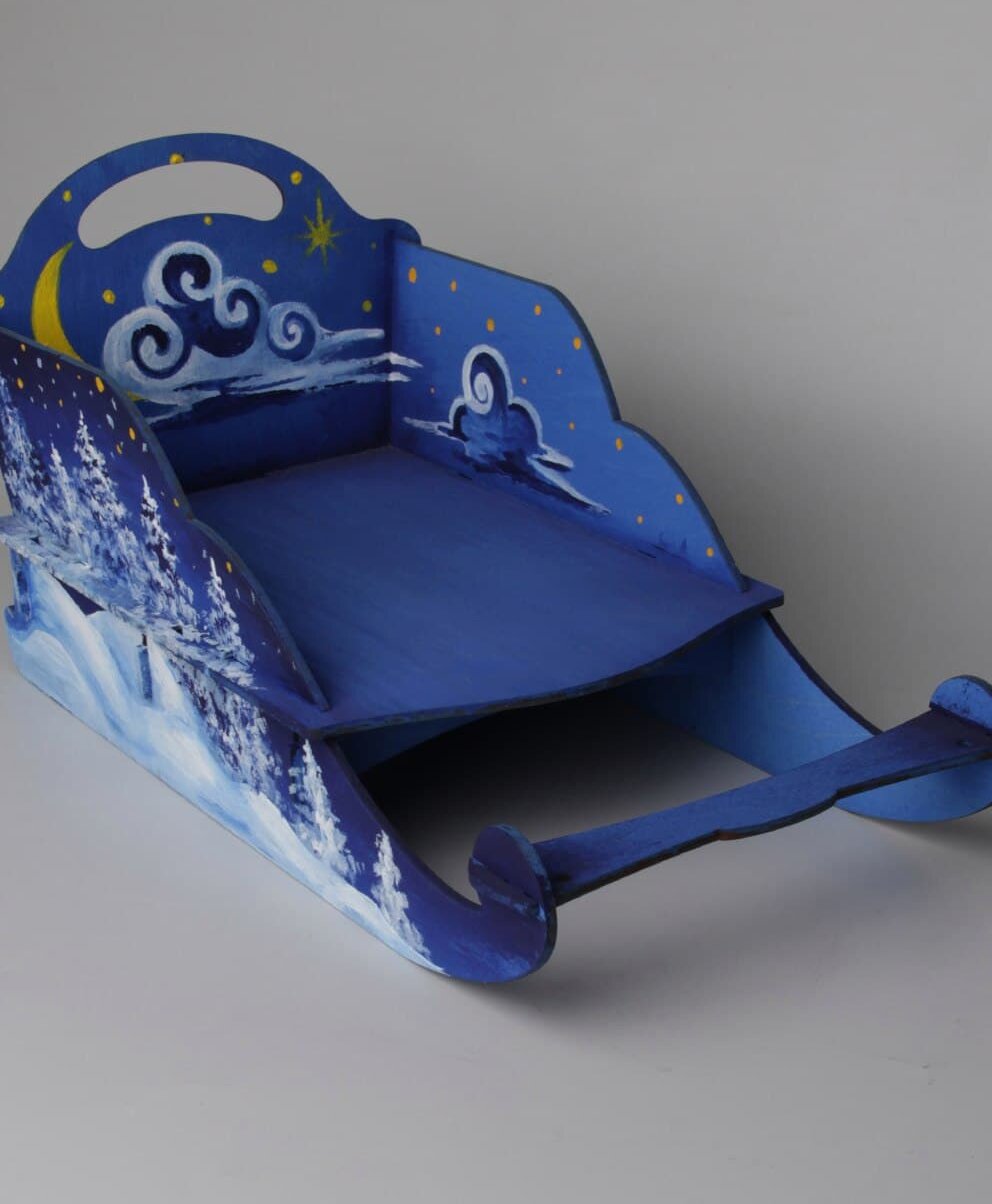 Intra απο ξύλο plywood 3mm-4mm πάχος – ξύλο Χριστουγεννιάτικου στολισμού Santa Sleigh 30x30 cm INTRAVECTRY-MY558973