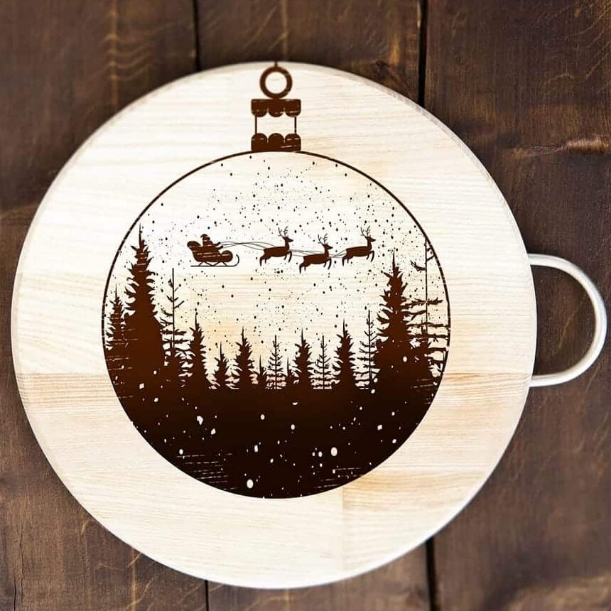Intra απο ξύλο plywood 3mm-4mm πάχος – Χριστουγεννιάτικο ξύλο μαγνήτη με χαραγμένο ξύλο Flying Santa Sleigh 20x25 cm INTRAVECTRY-MY547881