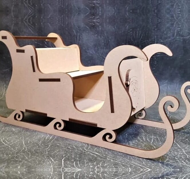 Intra απο ξύλο plywood 3mm-4mm πάχος – ξύλο Χριστουγεννιάτικης Διακόσμησης από MDF Santa Sleigh 35x40 cm INTRAVECTRY-MY548725