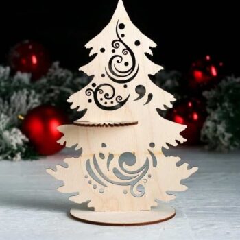 Intra απο ξύλο plywood 3mm-4mm πάχος – Ξύλινη θήκη για χριστουγεννιάτικο δέντρο με φλοράλ μοτίβο στροβιλισμού 25x25 cm INTRAVECTRY-MY558182 - Image 1