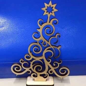 Intra απο ξύλο plywood 3mm-4mm πάχος – Μίνι επιτραπέζιο διακοσμητικό χριστουγεννιάτικο δέντρο με Swirl 15x20 cm INTRAVECTRY-MY550548 - Image 1