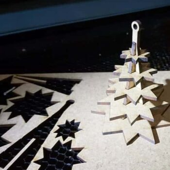 Intra απο ξύλο plywood 3mm-4mm πάχος – Μίνι πολυστρωματικό ντεκόρ χριστουγεννιάτικου δέντρου με εννέα αστεράκια 10x10 cm INTRAVECTRY-MY549699 - Image 1