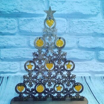 Intra απο ξύλο plywood 3mm-4mm πάχος – Χριστουγεννιάτικο δέντρο Φτιαγμένο από νιφάδες χιονιού Βάση επίδειξης για ξύλο μπιχλιμπιδιών 40x40 cm INTRAVECTRY-MY547897 - Image 1