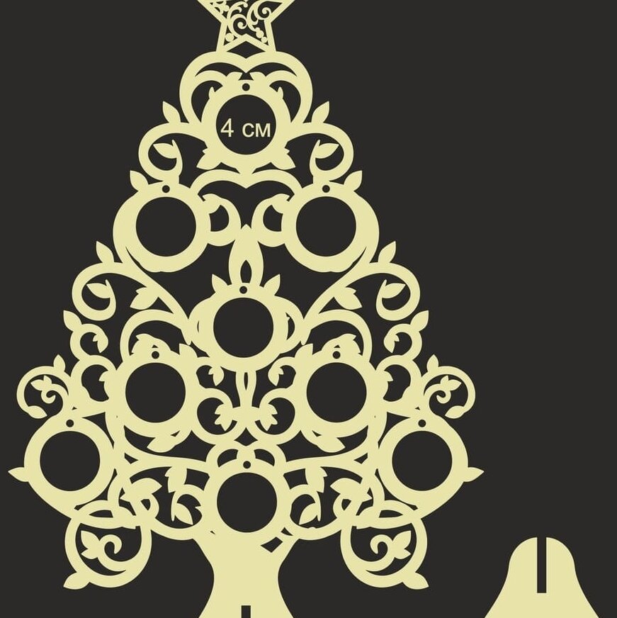 Intra απο ξύλο plywood 3mm-4mm πάχος – Ξύλινο χριστουγεννιάτικο φλοράλ στροβιλισμού με κυκλικό χώρο για κρεμαστό ξύλο μπάλες 25x25 cm INTRAVECTRY-MY547899