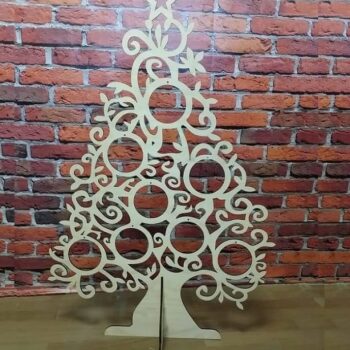 Intra απο ξύλο plywood 3mm-4mm πάχος – Ξύλινο χριστουγεννιάτικο δέντρο με κυκλικό χώρο για ξύλο παιχνιδιών 35x40 cm INTRAVECTRY-MY550557 - Image 1