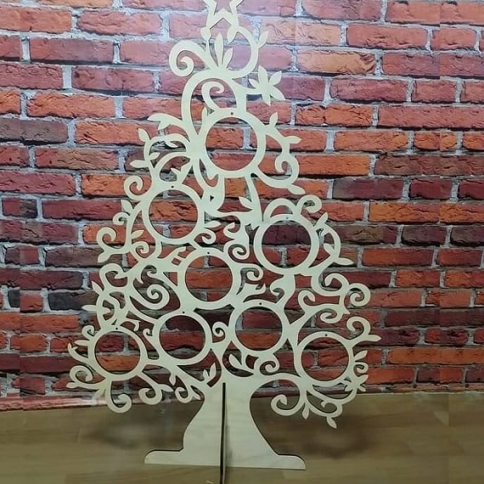 Intra απο ξύλο plywood 3mm-4mm πάχος – Ξύλινο χριστουγεννιάτικο δέντρο με κυκλικό χώρο για ξύλο παιχνιδιών 25x30 cm INTRAVECTRY-MY558996