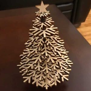 Intra απο ξύλο plywood 3mm-4mm πάχος – Ξύλινο χριστουγεννιάτικο δέντρο με νιφάδα χιονιού με ξύλο αστεριών 25x30 cm INTRAVECTRY-MY549708