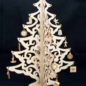 Intra απο ξύλο plywood 3mm-4mm πάχος – Συμπλεκόμενο Ξύλινο τρισδιάστατο ξύλο χριστουγεννιάτικου δέντρου 10x10 cm INTRAVECTRY-MY555964 - Image 1