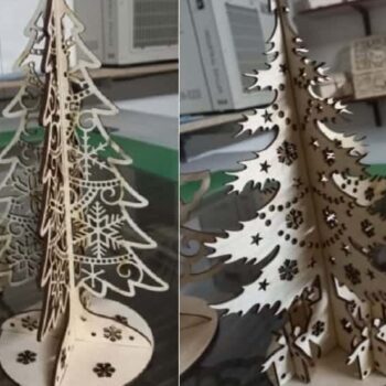 Intra απο ξύλο plywood 3mm-4mm πάχος – Διακοσμητικό ξύλο με μοτίβο νιφάδας χιονιού 3D ξύλινα χριστουγεννιάτικα δέντρα 15x20 cm INTRAVECTRY-MY549716 - Image 1
