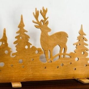 Intra απο ξύλο plywood 3mm-4mm πάχος – Στάση Χριστουγεννιάτικου Δέντρου με Επιτραπέζιο Διακοσμητικό ξύλο Ελαφιού 15x20 cm INTRAVECTRY-MY547916